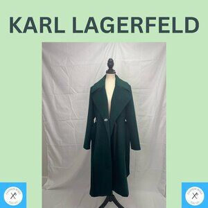 Karl Lagerfeld dark green long coat for women stylish luxuries designer long